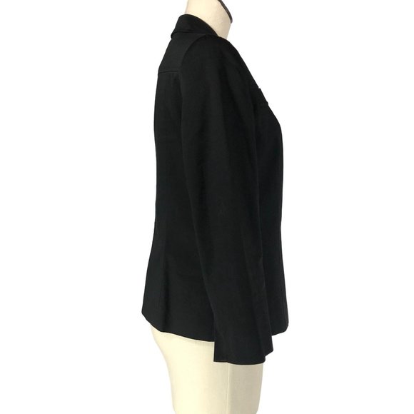 Studio Liz Claiborne Size 8 Black Button Front Blazer Jacket 3/4 Sleeves Stretch - Picture 2 of 9